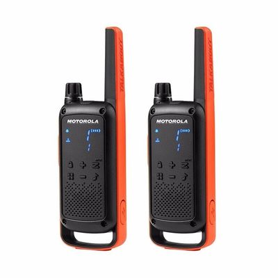 T82 GMRS Radio Mini Walkie Talkie 20 canaux 1 à 10 km portée lampe de poche orange