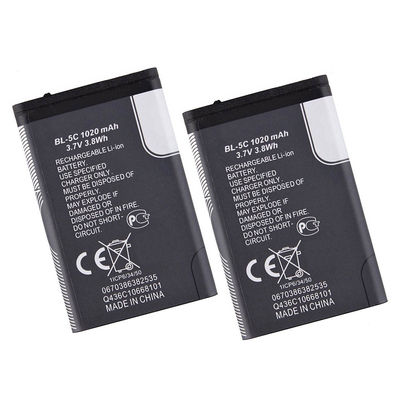 Batteries rechargeables pour téléphone portable BL-5C Liion pour Nokia 6600 6230 3650 E50 N70 1100 6268 E70 3,7V 1020mAh