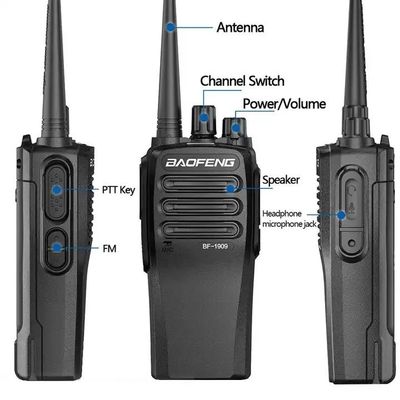 138*61*38MM Baofeng Bf-1909 10W UHF Ham Radio Intercom Transceiver de type C Walkie Talkie