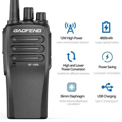 138*61*38MM Baofeng Bf-1909 10W UHF Ham Radio Intercom Transceiver de type C Walkie Talkie