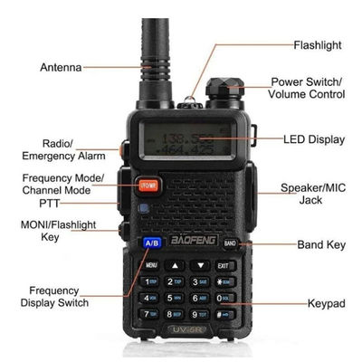 128 canaux Baofeng UV-5R Walkie-Talkie résistant à l'eau 5-10KM portée VHF UHF fréquence