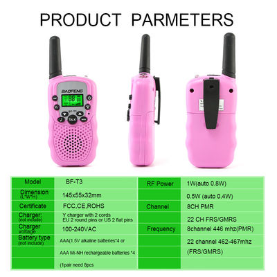 Jouet de radio de poche pour enfants Transcepteur à longue portée rechargeable 22 canaux Design de dessin animé