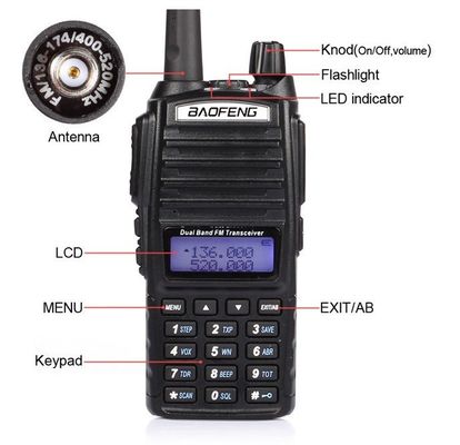 220g Noir UV82 8W BAOFENG Dual Band 2 Way Walkie Talkie UV-82 et la radio la plus vendue