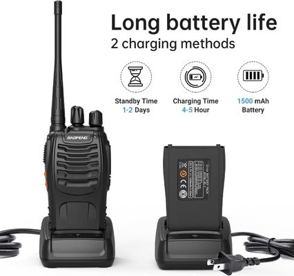 BF-888S Baofeng 5W Walkie Talkie avec une capacité de batterie de 1500 mAh et un type de fréquence UHF