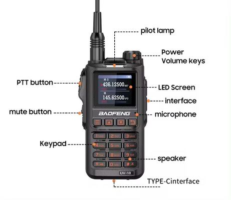 Baofeng UV18 Private Mold Quad Band Walkie Talkie pour la communication UHF VHF à longue portée