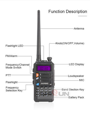 Puissance de sortie 8W Baofeng UV-5R Plus Transcepteur radio Tri-Power Ham avec charge USB-C