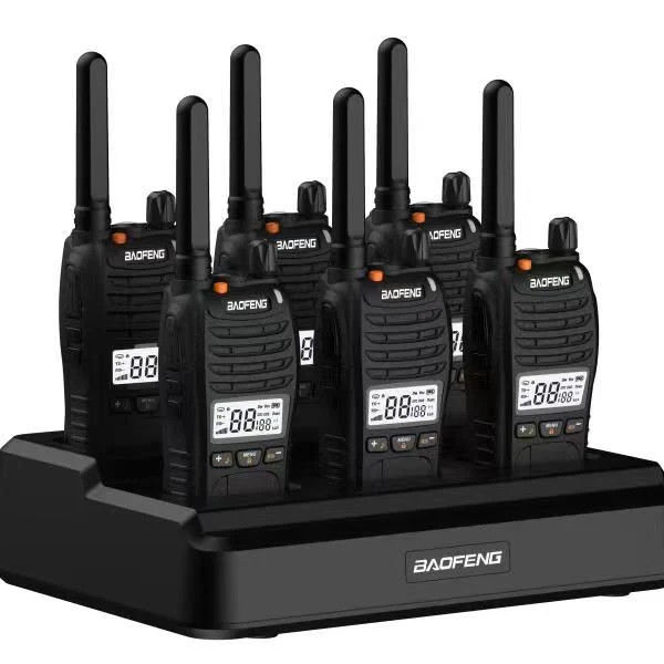 Chargeur à six voies Walkie Talkie avec plage de fréquences 136-174/403-527MHZ et fonction VOX